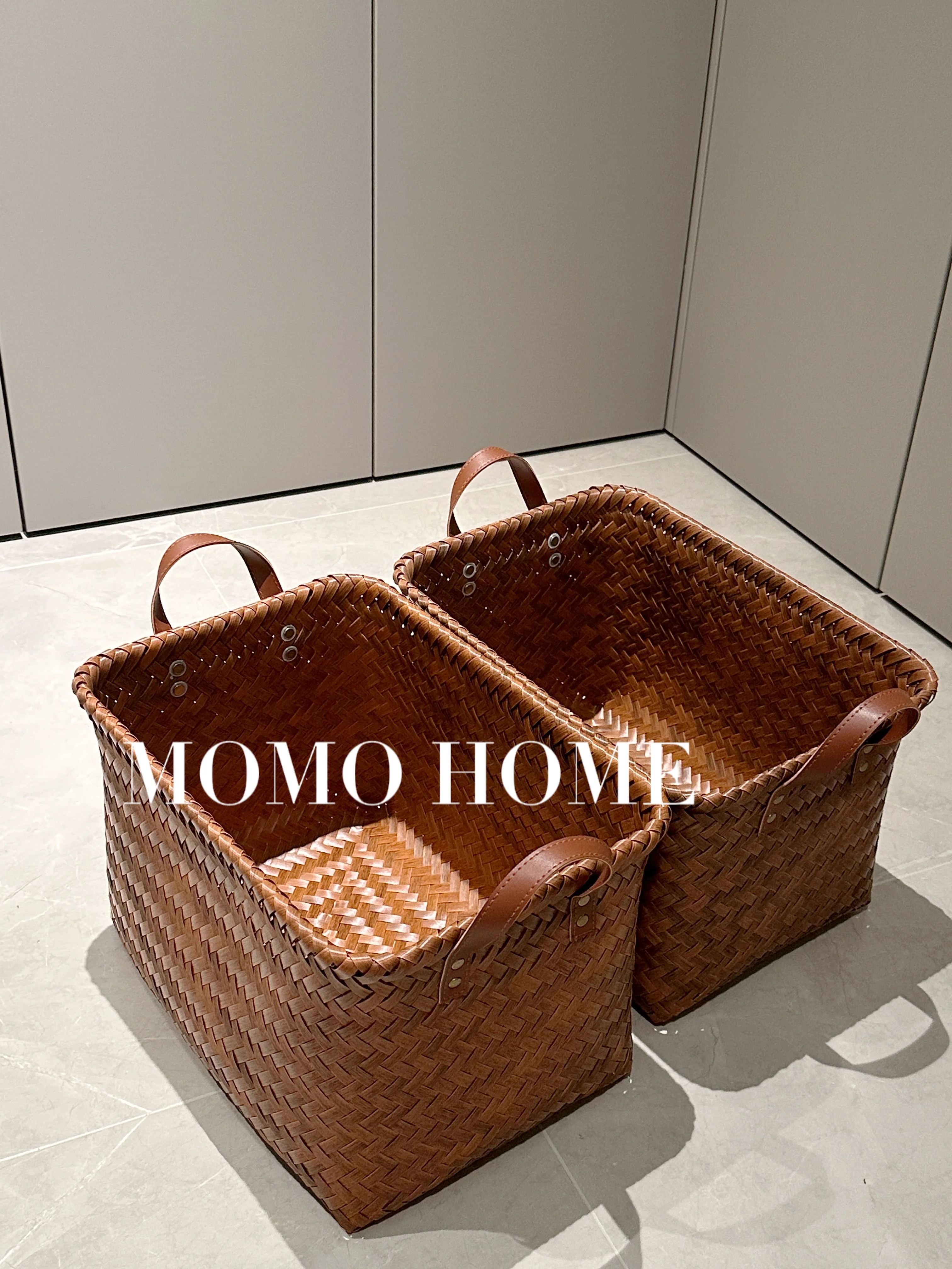 MOMO Home Dirty Clothes Storage Basket Dirty Clothes Basket Put Clothes Snacks Toys Bamboo Imitation Rattan Storage Basket