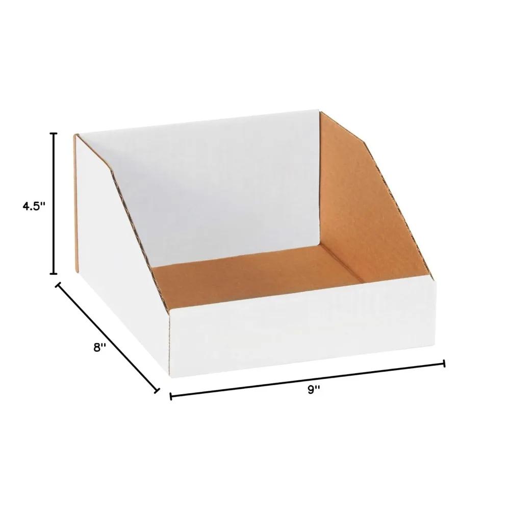 صناديق تخزين من الورق المقوى المموج، 8x9x4.5، أبيض، عبوة من 50 قطعة، مثالية للمستودعات والمرآب والتنظيم المنزلي