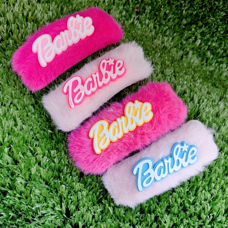 Kawaii Barbie Girls Plush Hair Clip Anime Y2K Cartoon Sweet Broken Bangs Hairpin Fashion Headwear Hair Accessories Gifts Toys