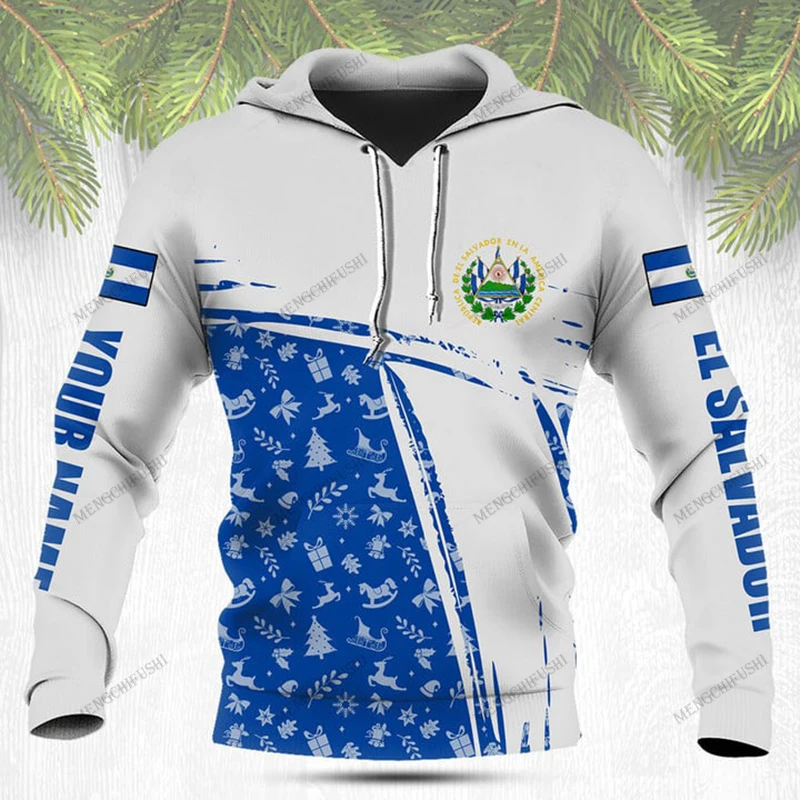 

Customize El Salvador Symbol Christmas Unisex Hoodies Loose Tops Sweatshirts Winter Casual Clothing Oversized Streetwear