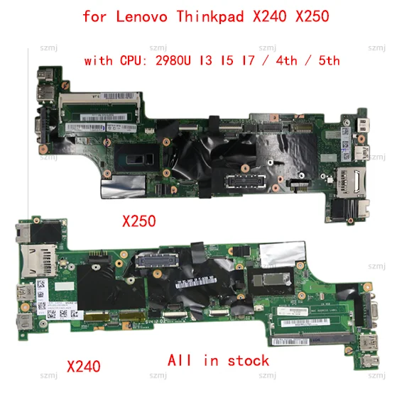 New X240 X250 Laptop ThinkPad motherboard Model Multiple optional SN NM-A091 CPU 2980U I34th I3-5th I5-4th I5-5th I7-4th I7-5th