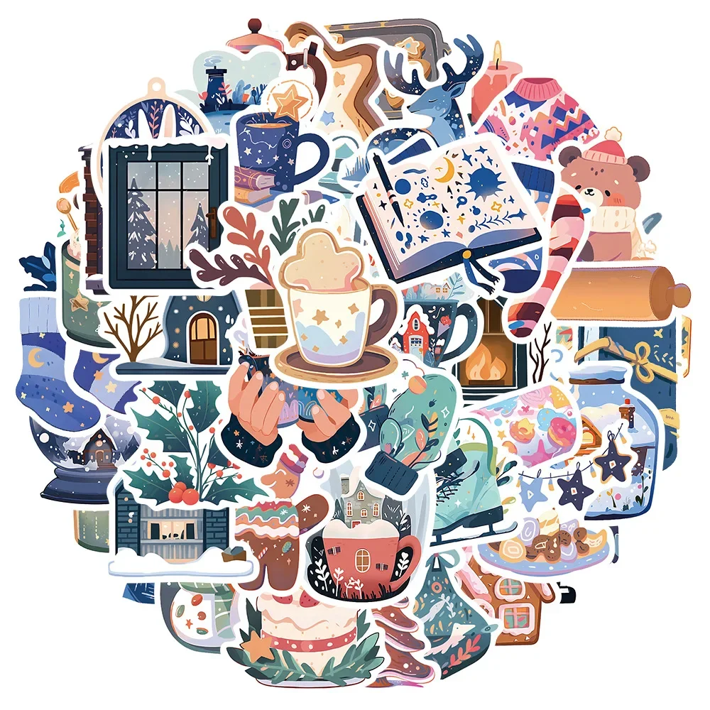 50PCS Cartoon Winter Weihnachten Graffiti Aufkleber Aufkleber DIY Telefon Sammelalbum Gepäck Helm Kind Spielzeug Nette Wasserdichte Aufkleber