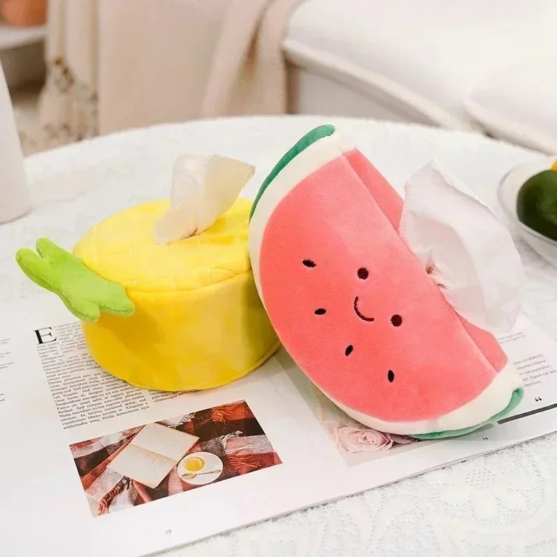 

Plush Cute Cartoon Capybara Tissue Box for Car Armrest Box Fruit Tissue Holder Hanging Tissue Storage Bag