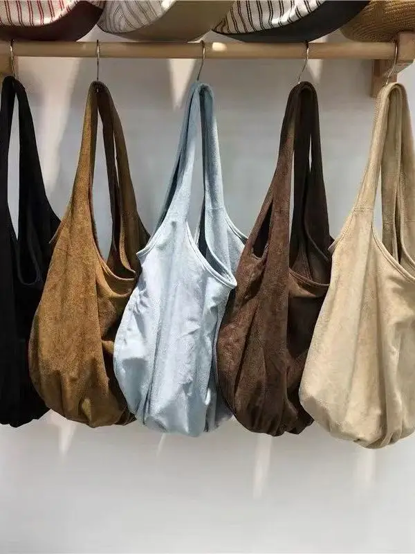 

Retro Faux Velvet Casual Women's Bag Versatile Handbag Shoulder Bag Underarm Tote Bag Simple Ins Style Youth Daily Match