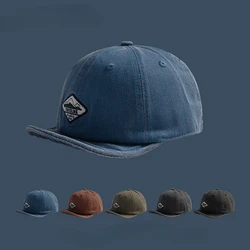 Short-Brimmed Hat Men's Washed Denim Soft Brim Peaked Cap Women's  Style Distressed Patch Big Head Circumference Baseball Cap