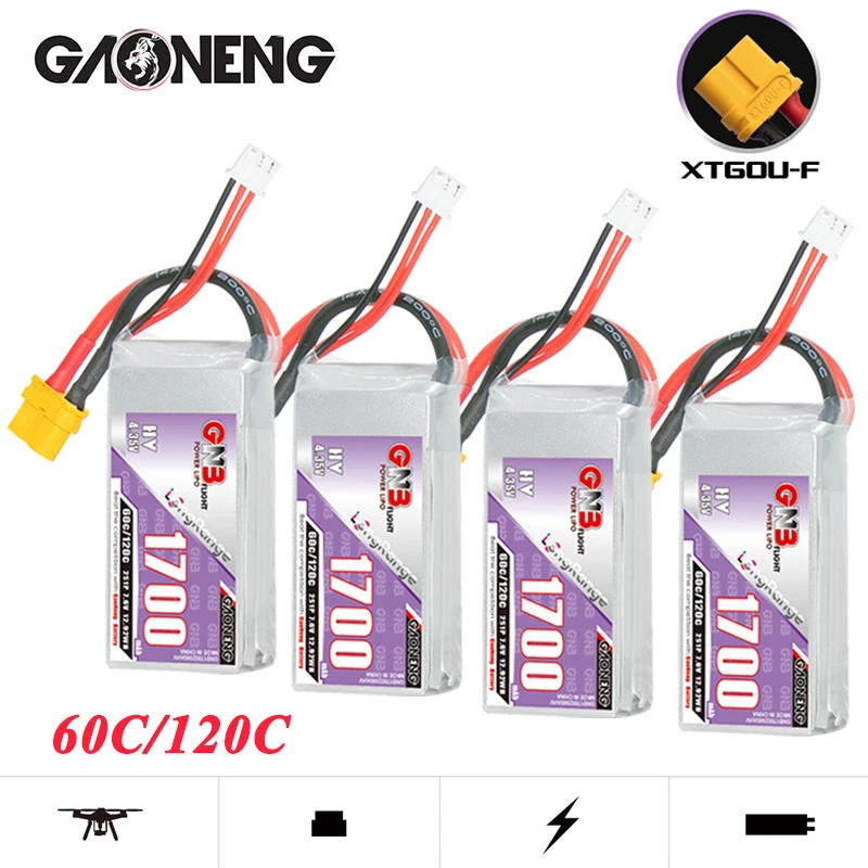 GNB 2S 7.6V 1700mAh 60C/120C مع XT60 يبو بطارية لسباق الطائرة بدون طيار FPV كوادكوبتر هليكوبتر أجزاء الطائرة بطارية HV 7.6V