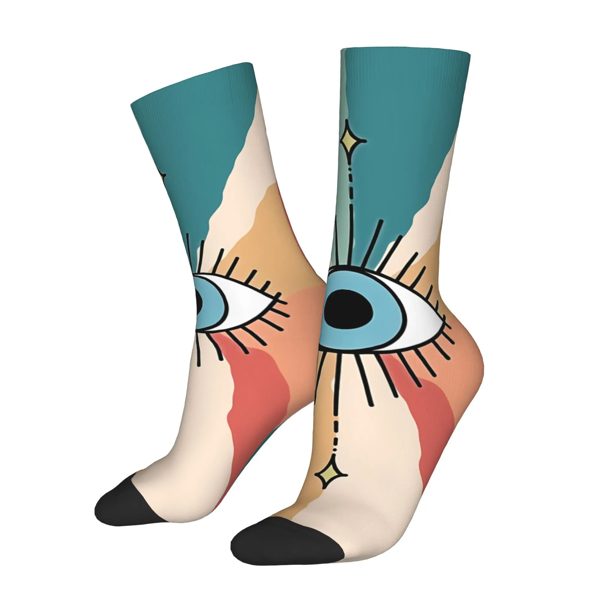 

Vintage Colorful Eye Men's Socks Unisex Novelty Seamless Printed Happy Crew Sock Gift