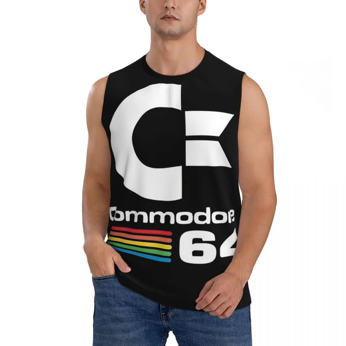 Commodore 64 Men Sleeveless Tank Tops Quick Dry Breathable Gym Fitness Running Summer Casual Sport Vest