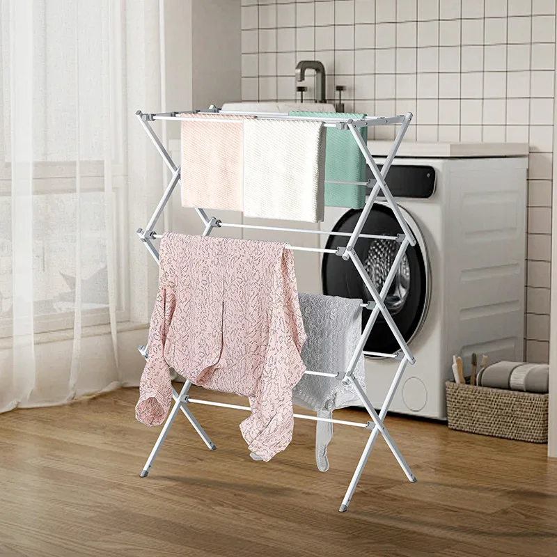 Folding Clothes Drying Rack, Large Capacity Portable Laundry Rack for Balcony, Over Door Towel Dryer for Baby Clothes Socks