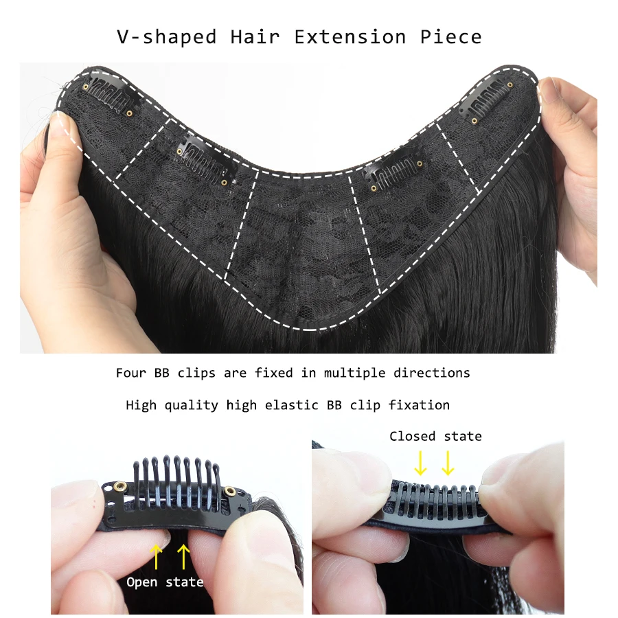 Women\'s V-shaped Micro-curly Long Hair Extension Synthetic Wig One-piece Hair Extension Piece Fluffy Top Increase Hair Volume