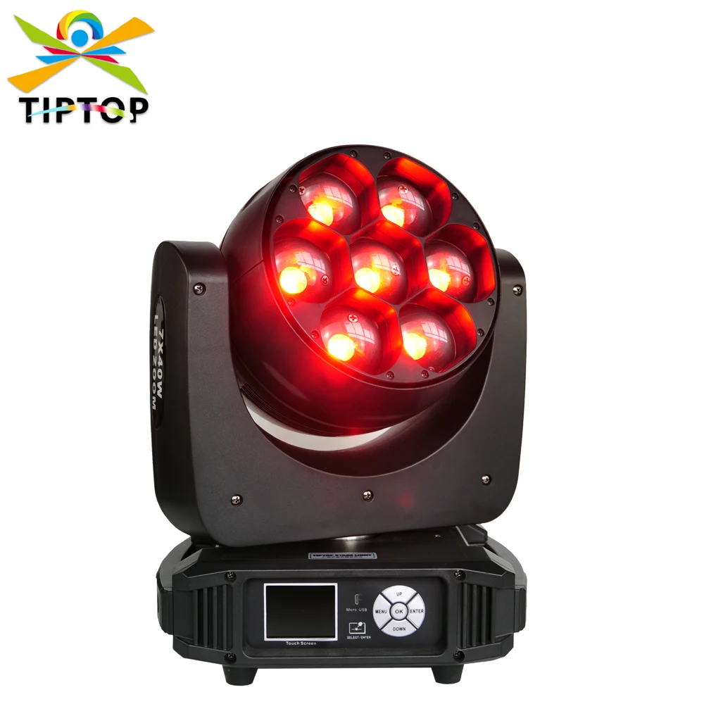 

TIPTOP 7x40W RGBW 4IN1 Color Led Moving Head Zoom Light 12/17 DMX Channels Beam Wash 2IN1 TP-L740 Professional Stage Light