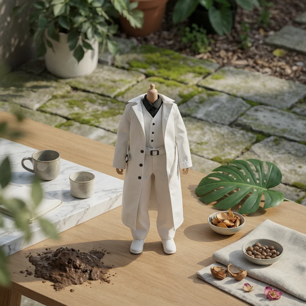 Miniature Apparel Long Overcoat Coat Set 1/12 Scale Doll Clothes Button Front Lapel Collar