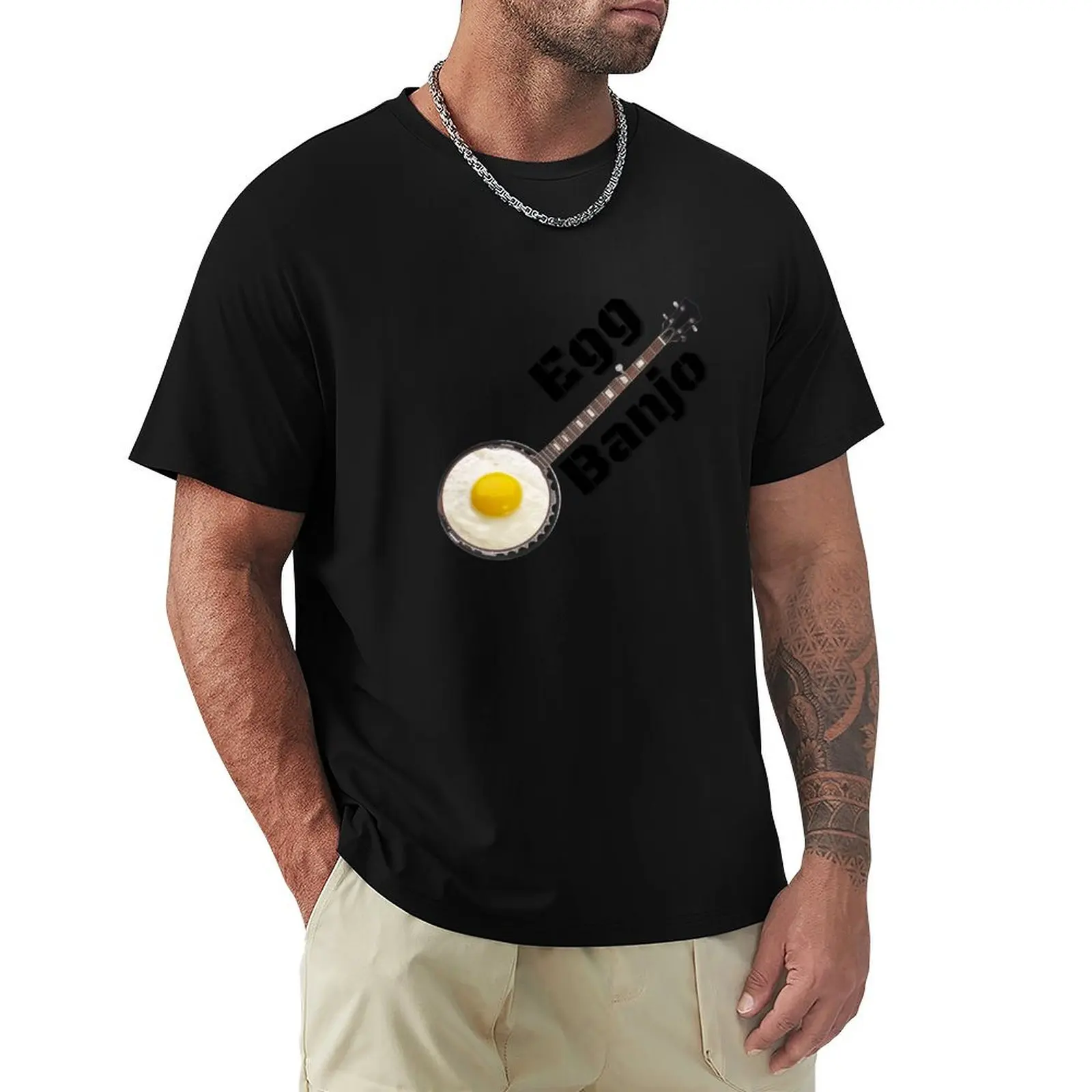 

Egg Banjo T-Shirt Work Utility Casual Tee Shirt