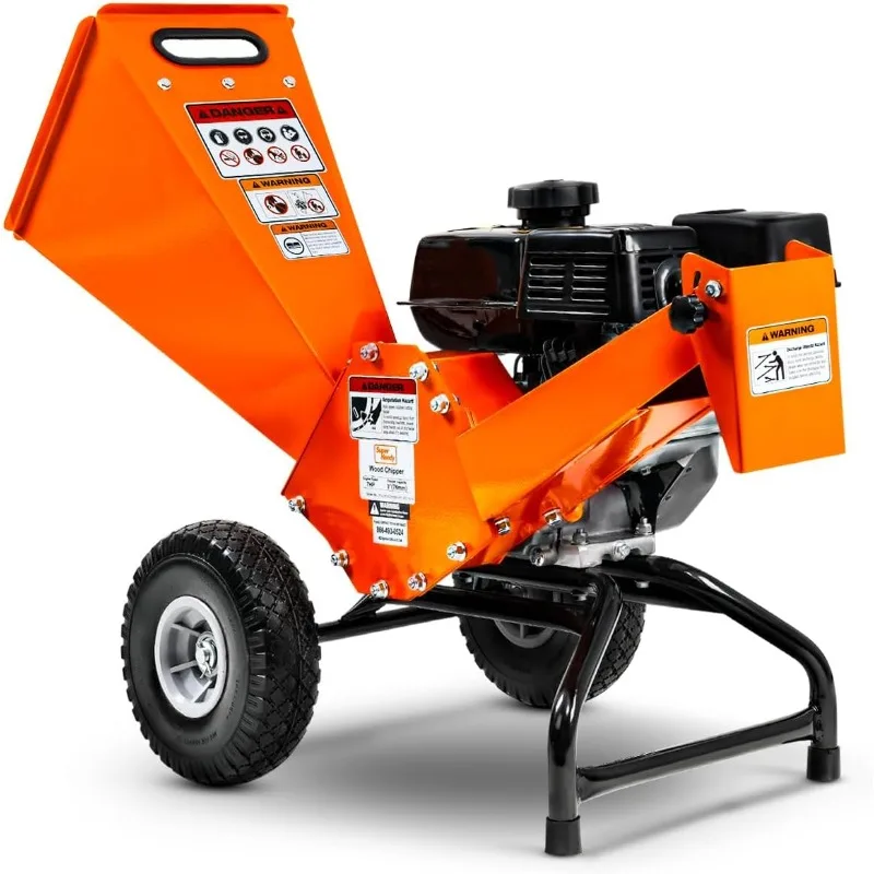 

SuperHandy Wood Chipper Shredder Mulcher 7HP Engine Heavy Duty Compact Rotor Assembly Design 3" Inch Max Capacity Aids