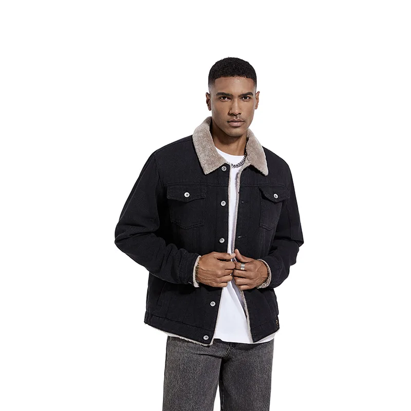 

Wholesale men's denim jackets, autumn and winter jackets, fleece casual men's wear, European and American fashion trends