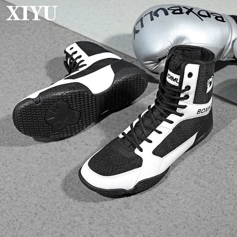 

XIYU Professional Boxing Wrestling Shoes Lightweight Outdoor Breathable Men's Gym Training Sneakers White Red Men's Large Size