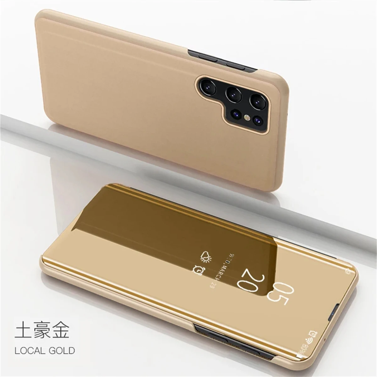 

For Samsung S24+ Plus S 24 Ultra Flip Stand Back Cover For Samsung Galaxy S24 Ultra Case Luxury Clear Mirror Case