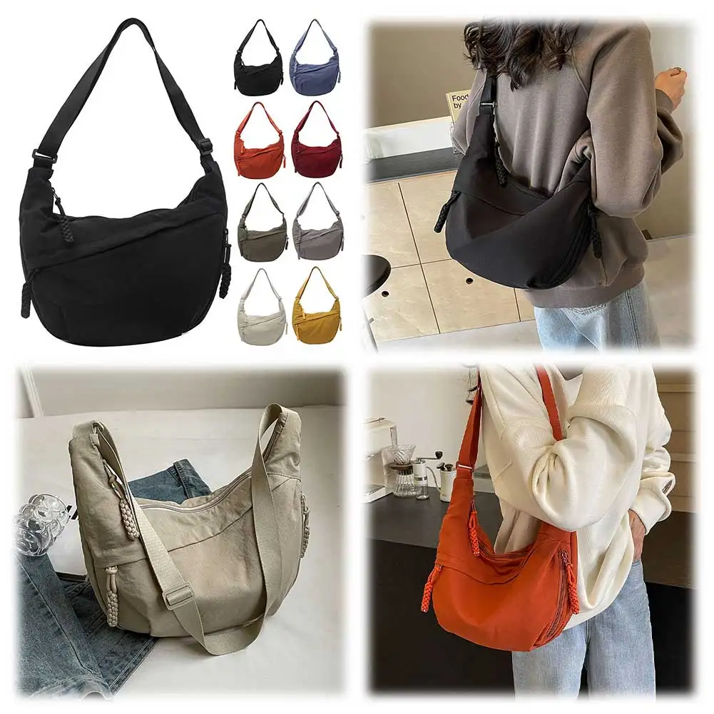 

Women Fashion Shoulder Bag Multi-pockets Half Moon Bag Large Capacity Daily Messenger Bag Adjustable Strap Outdoor Travel Bag