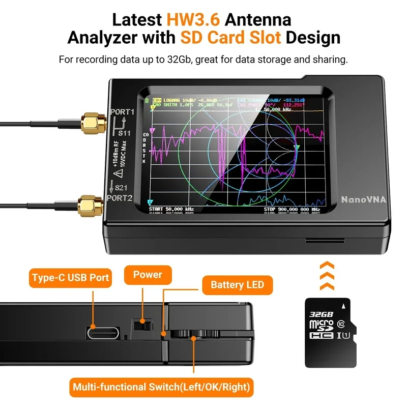 Vector Network Analyzer 10KHz-1.5GHz, MF HF VHF UHF Spectrum Analyzer, Digital VNA Tester