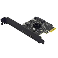 Tarjeta PCIE de TYPE-C de 2 puertos PCI Express 3,0 X1 a tarjeta de expansión USB-C Dual alimentación SATA USB3.2 Gen2 Chip ASM3142 de 10Gbps para PC de escritorio
