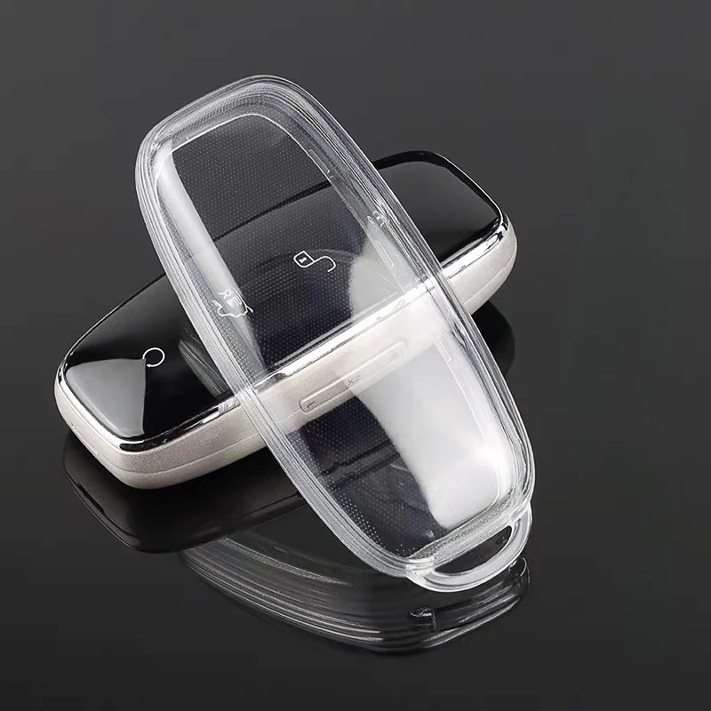 غطاء مفتاح فوب شفاف من مادة TPU لموديلات DENZA D9 N8 N7، جراب واقٍ مقاوم للصدمات ومضاد للخدش، شفاف أسود وأبيض #5