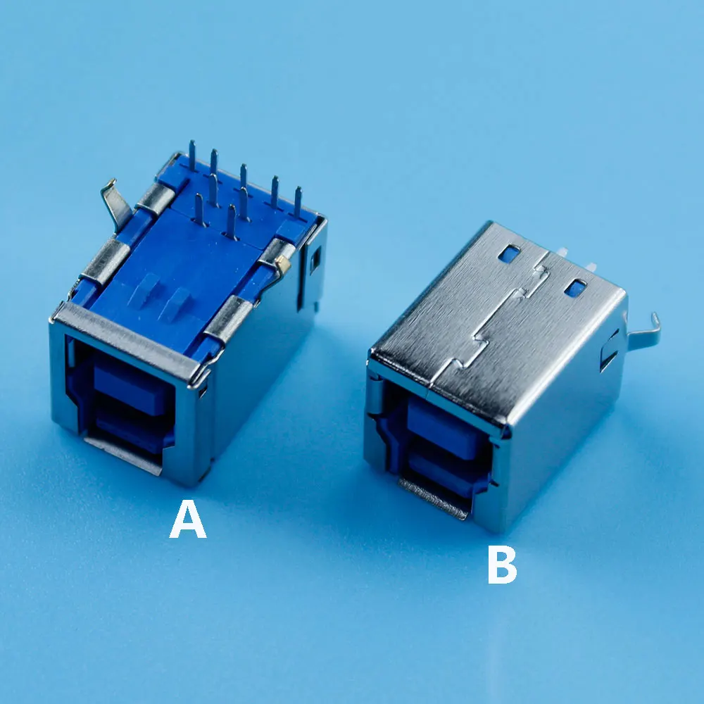 1Pcs USB 3.0 Female Type 9 Pin Plug Jack DIP USB-B Right Angle AF Socket Printer Connector Terminal 90/180 Degree