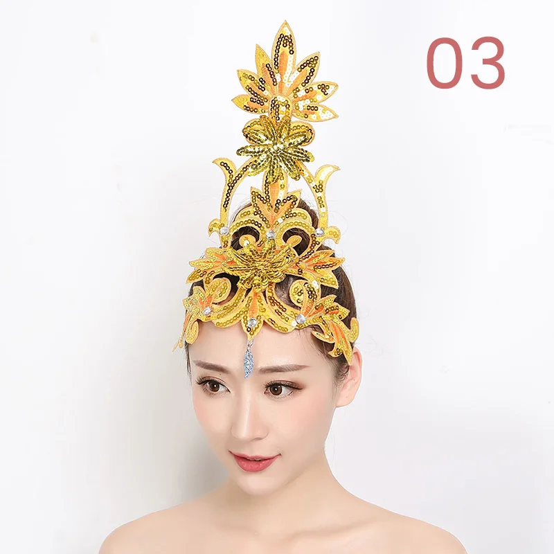 Women Yangko Folk Dance Tiara Dance Classical Dance Head Flower Headdress Opening Dance Show Stage Performance Hair Accessories