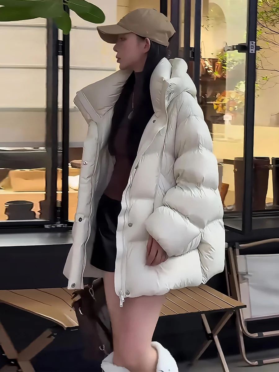 

Women's Thiened White Du down Puffer Jaet Winter Coat Hooded Warm Sli Sweet Sle Regular Length No Brand