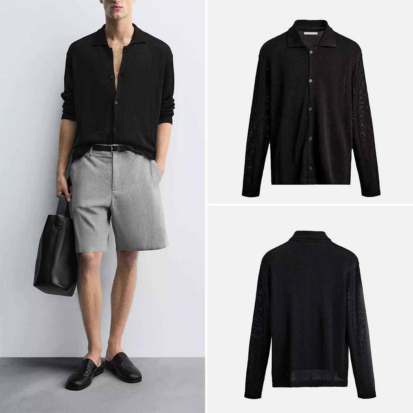 

Loose Lightweight Knitted Long Sve irt Jaet for Men Personali Casual Outerwear Breathable Comfortable Autumn New Arr...