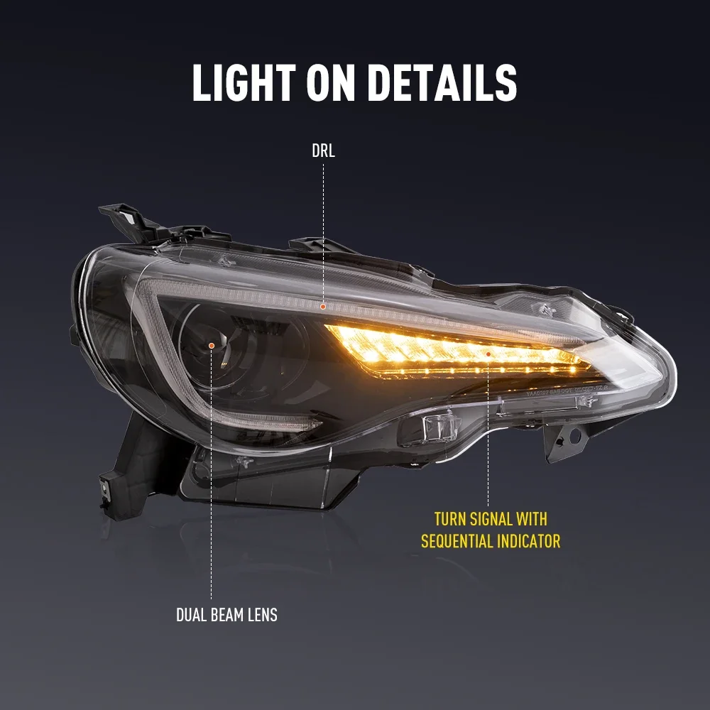 2PCs Auto Styling Kopf Lampe für Toyota GT86 2012-2022 LED Scheinwerfer DRL Tagfahrlicht Signal Lampen auto Zubehör