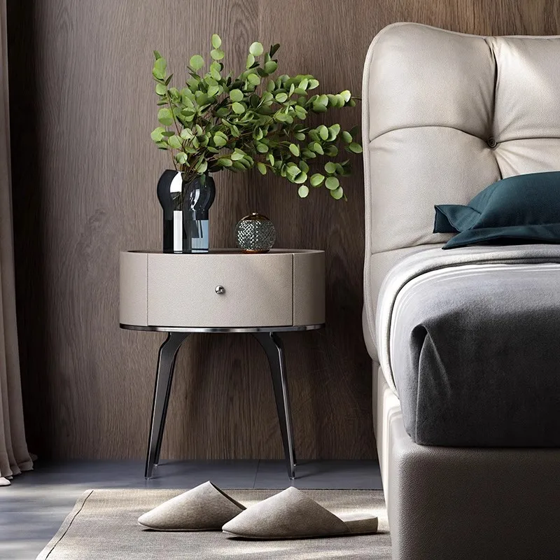 طاولة بجانب السرير من الخشب الصلب، طاولة بجانب السرير بتصميم بسيط وحديث