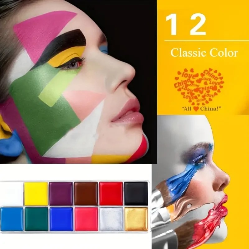 Multi-Color Oil-Based Face Makeup Painting, Berry Tone, Mixed Color System,for Face Body Painting, Stage Makeup,Halloween Makeup