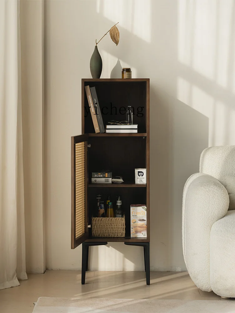 XL solid wood tall rattan bookcase living room bedside bedroom shelf side cabinet