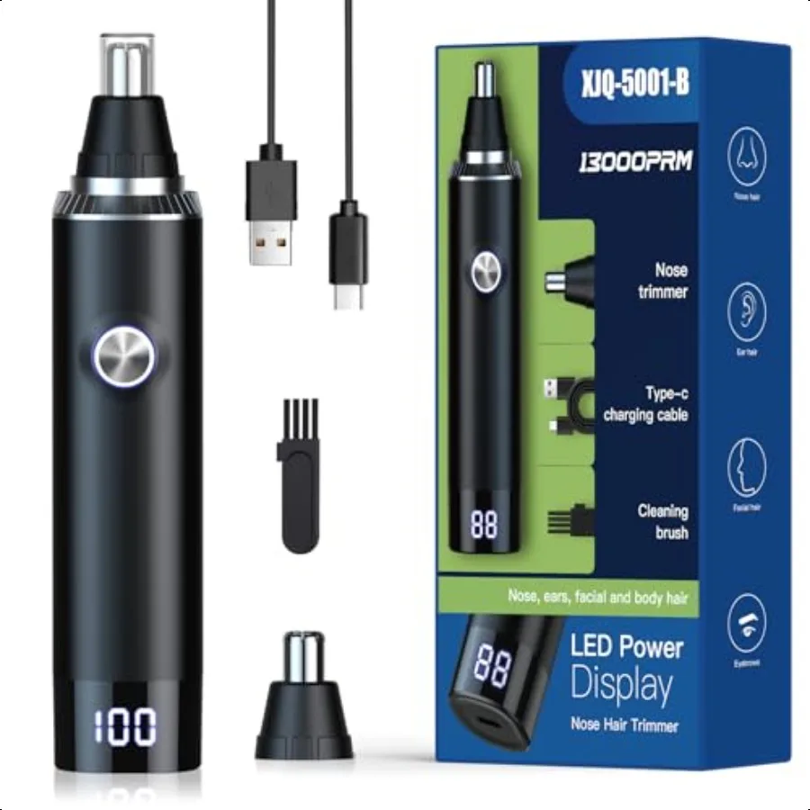 

Nose Hair Trimmer with LED Display for Men WomenPainl USB Rechargeable Eyebrow Facial Ear Hair Trimmer Clipper Profional IPX7 W