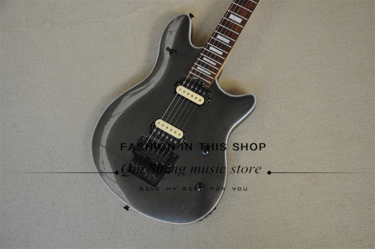 Metal Black Grey Guitar Tremolo Bridge Rose Wood fingerboard 22 Frets wolf Solid wood body HH pickup Black tuners