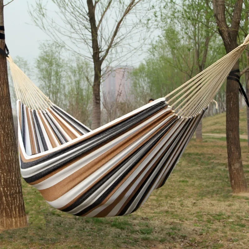 Outdoor Swing Hammock Double Outdoor Camping Indoor Swing Hammock Thickened Striped Hammock Load Bearing 200kg