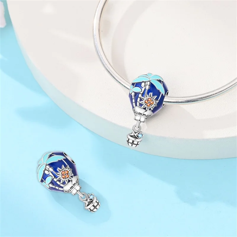 

925 Sterling Silver Sweet Sweet Ocean Hot Air Balloon Charms Beads For Women Fit Original Bracelet DIY Birthday Jewelry Gift
