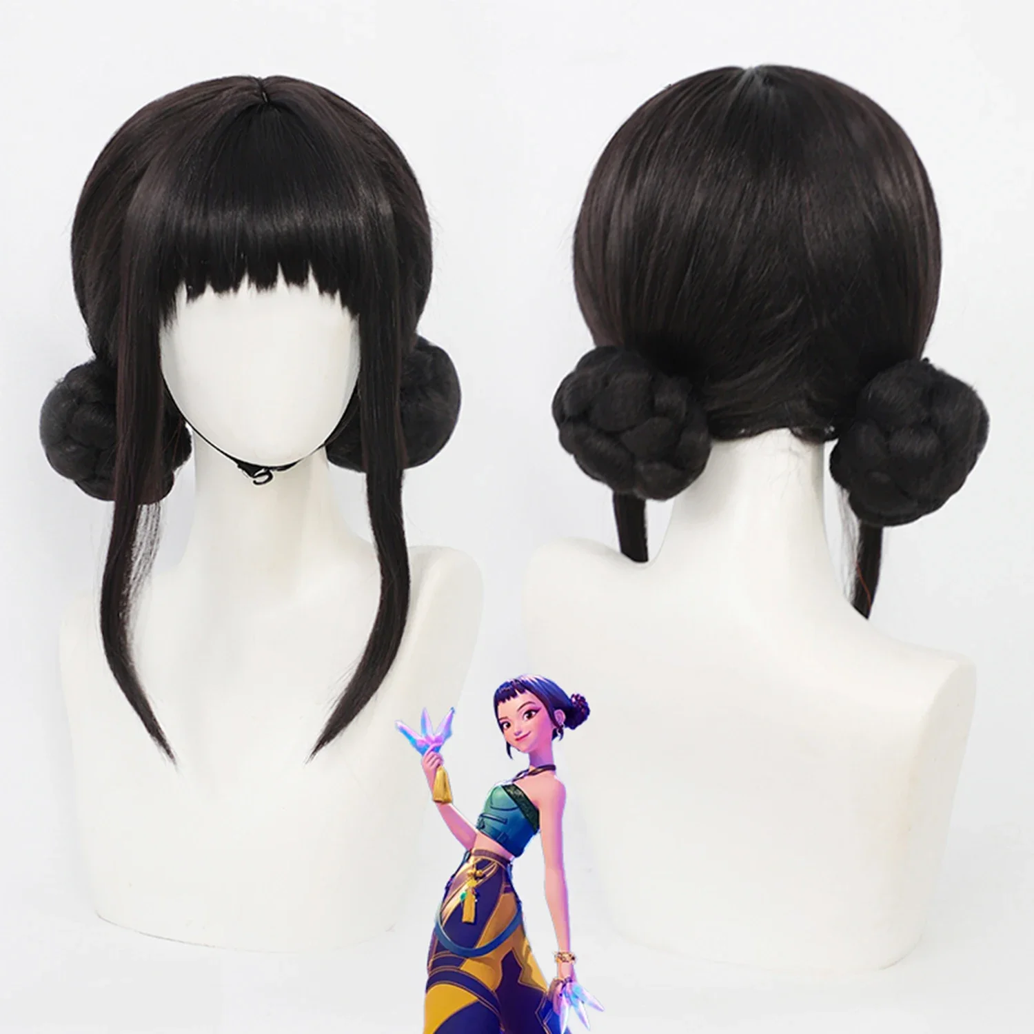 2025 Halloween Film Kpop Girl Group Perücke Zoey Rumi Mira Cosplay Halloween Frauen Rosenrot, gemischte Farbe Schwarz Synthetisch F