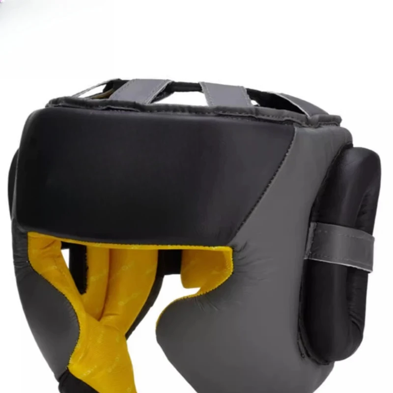 Full protective fighting free fighting Sanda protective gear, training equipment, leather boxing helmet head protector