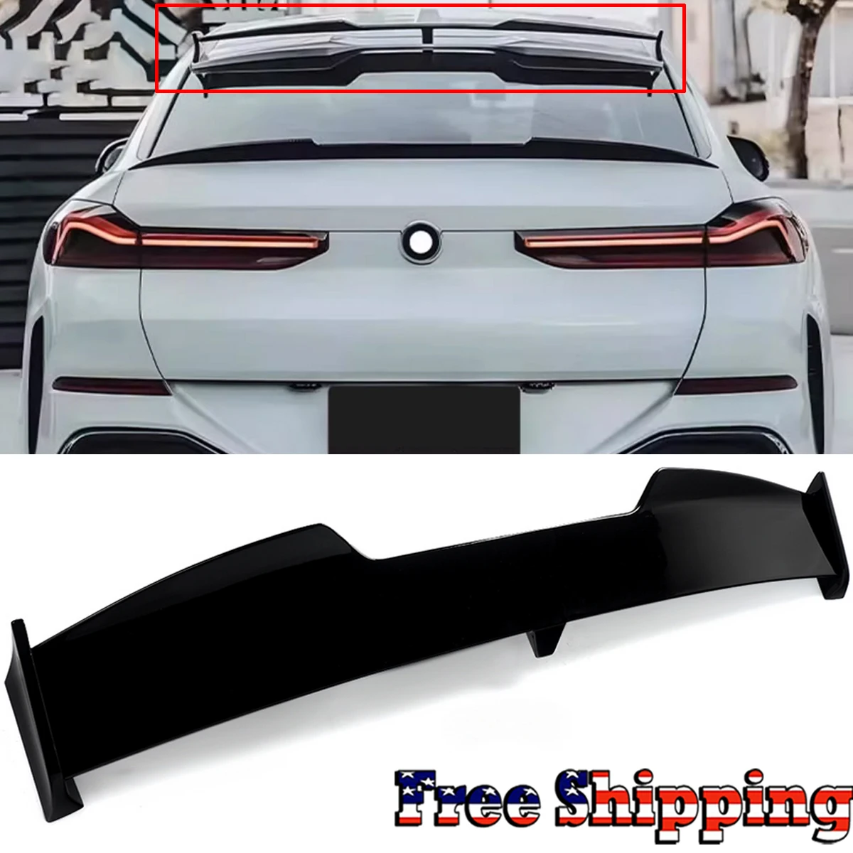 

Car Tail Top Wind Spoilers Wings for BMW X6 X6M G06 2020 2021 2022-24 M Sport Cars Rear Trunk Roof Sport Spoiler Wing Styling
