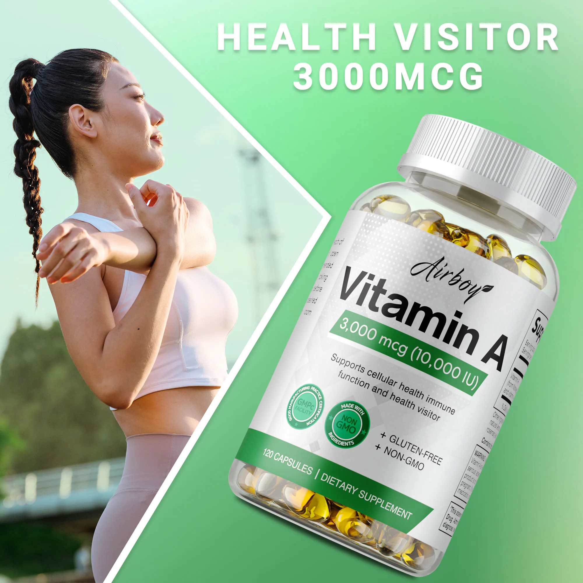 

Витамин А 3000 мкг — антиоксидант, улучшает зрение, устойчивость к усталости, улучшает четкость глаз, способствует росту и развитию