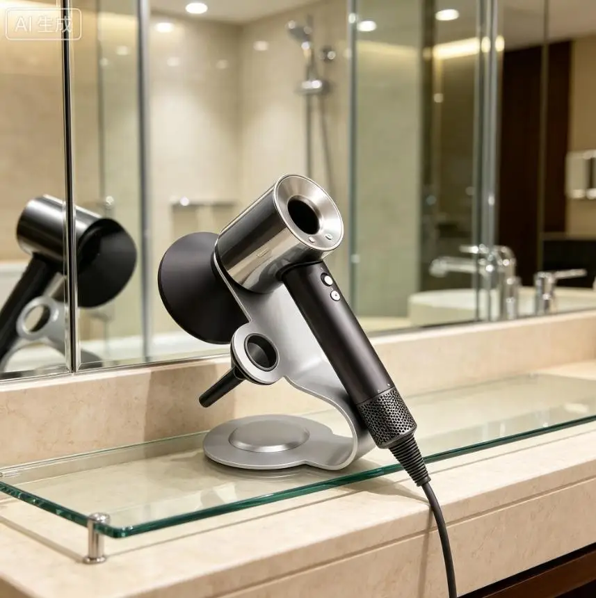 Hair Dryer Wall Holder Iron Construction No Drilling Required Compact Organizer for Bathroom or Styling Station