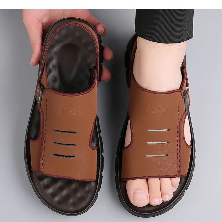 Herren Sommer Casual Zwei-Wege-Sandalen Slip-On mit Dicker Sohle Rutschfest Verschleißfest Atmungsaktiv Outdoor Strandpantoffeln-2718 – Detail 5