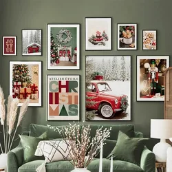 Red Car Cookies Christmas Gift Abstract Character Wall Art Oil Painting Living Room Decoration Poster Canvas Painting