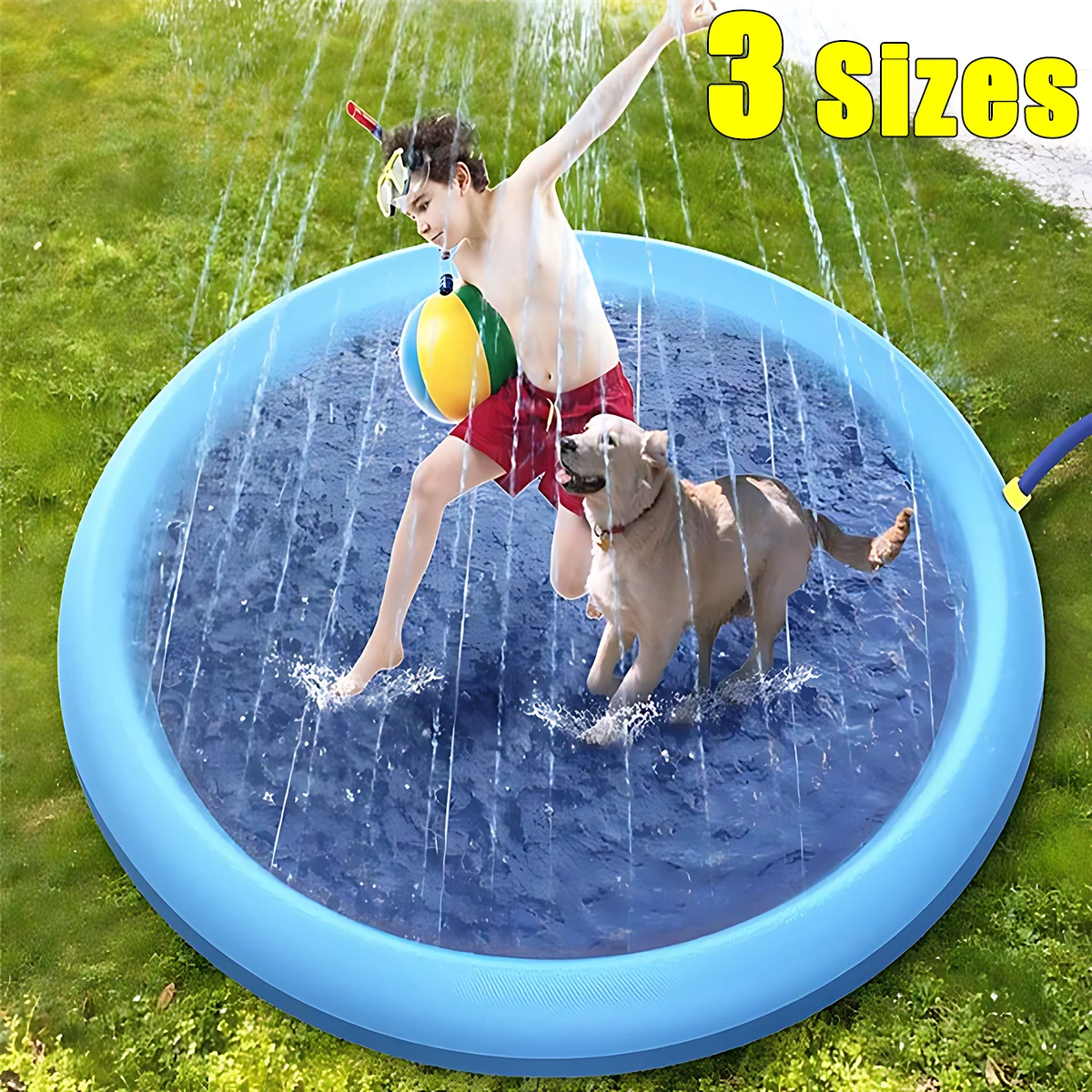 100/150/200cm Summer Pet Swimming Pool Inflatable Water Sprinkler Pad Play Cooling Mat Outdoor Interactive Fountain Toy for Dogs