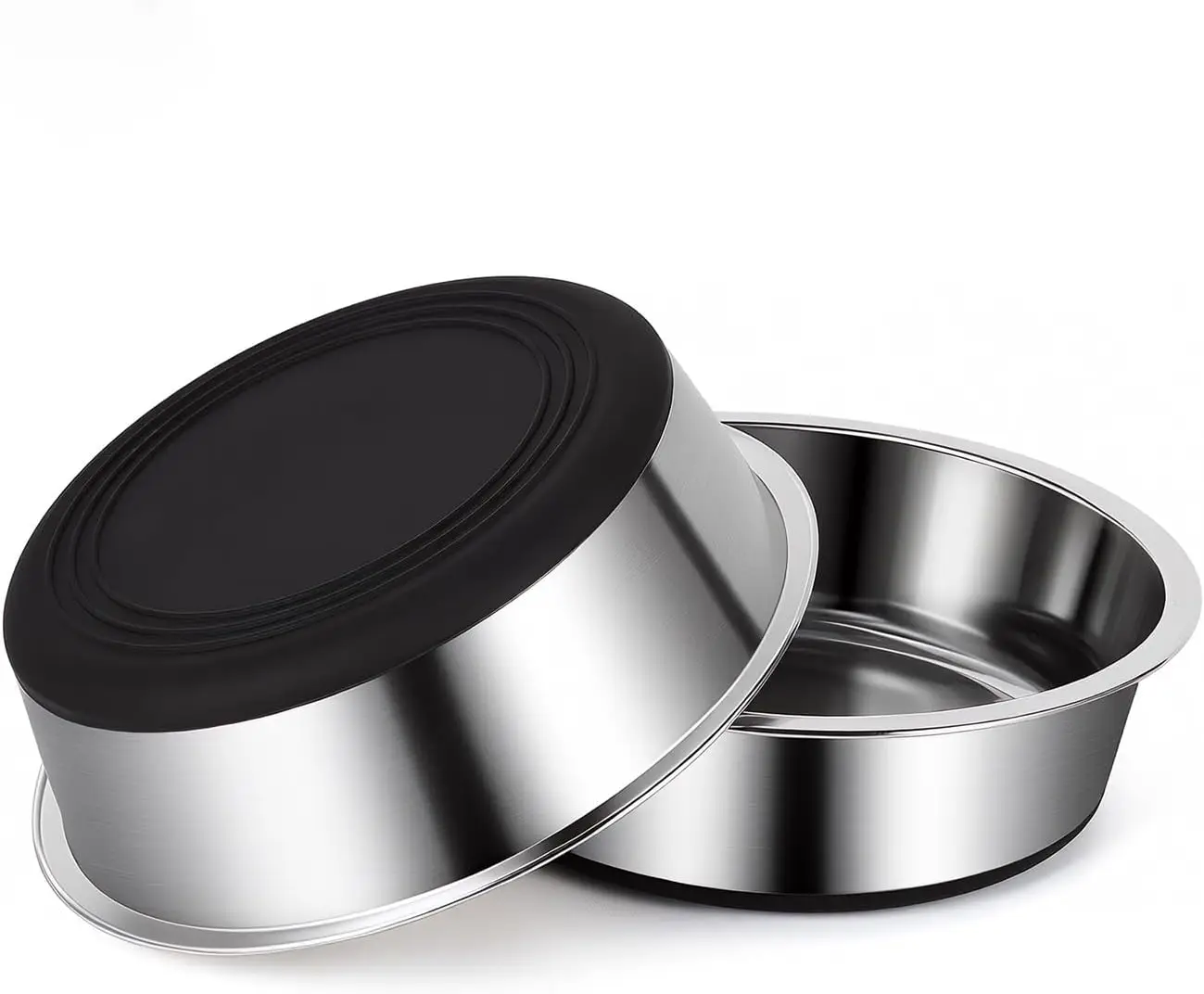 

Stainless Steel Dog Bowls with Non-Slip Rubber Base, Durable Metal Pet Bowls for Food and Water, 2 Pack 3 Cups