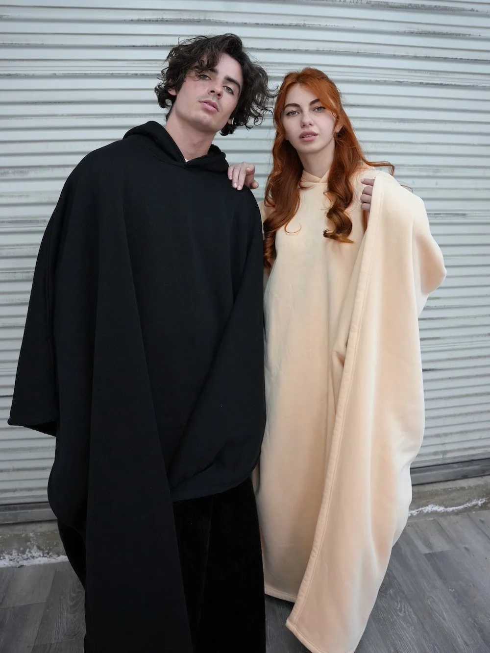 Street Style Thickened Loose Hooded Coat Unisex Long Sleeve Faux Fur Cloak Punk Autumn Winter Outerwear for Men And Women