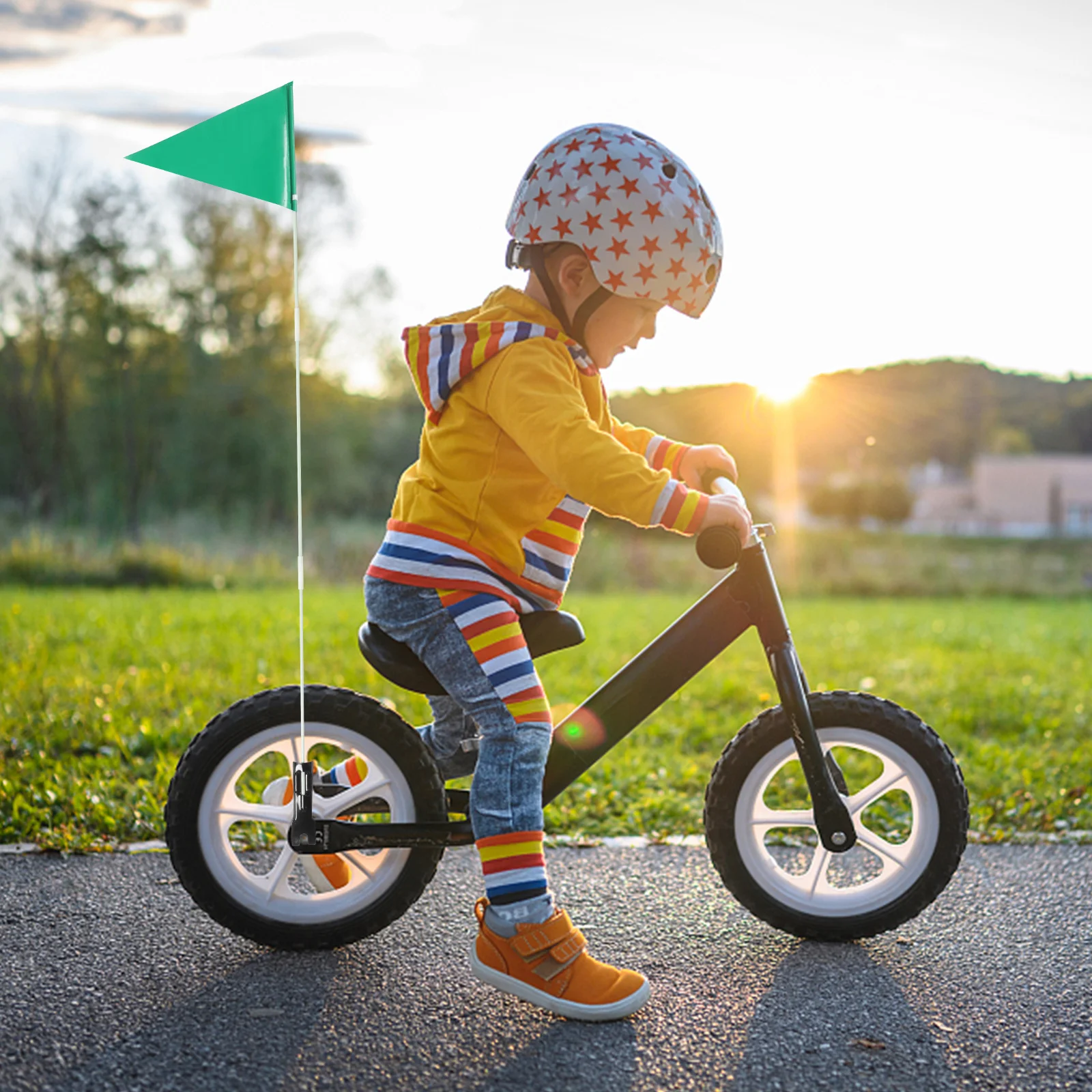 

1 set Bicycle Flag With Pole Adjustable Safety Flag For Bike High Visibility Waterproof Durable Flagpole Bike Mounting