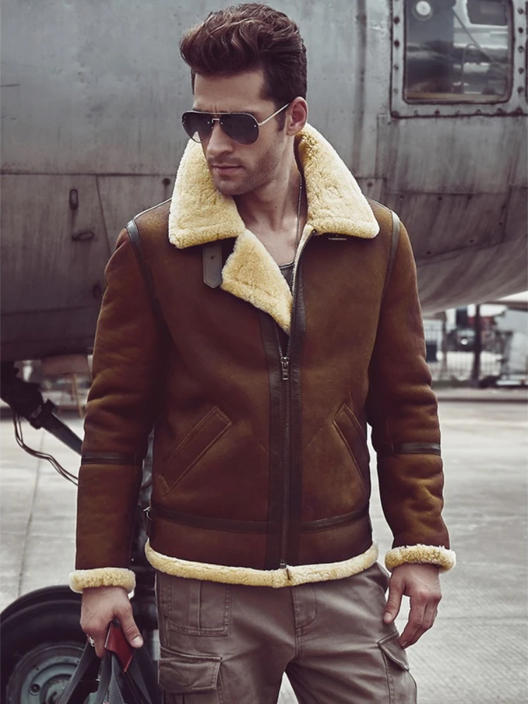 

Soft Nature Jackets Men Original Genuine Leather Jacket Men's Warm thick Lamb Fur Coats Man Winter Coat
