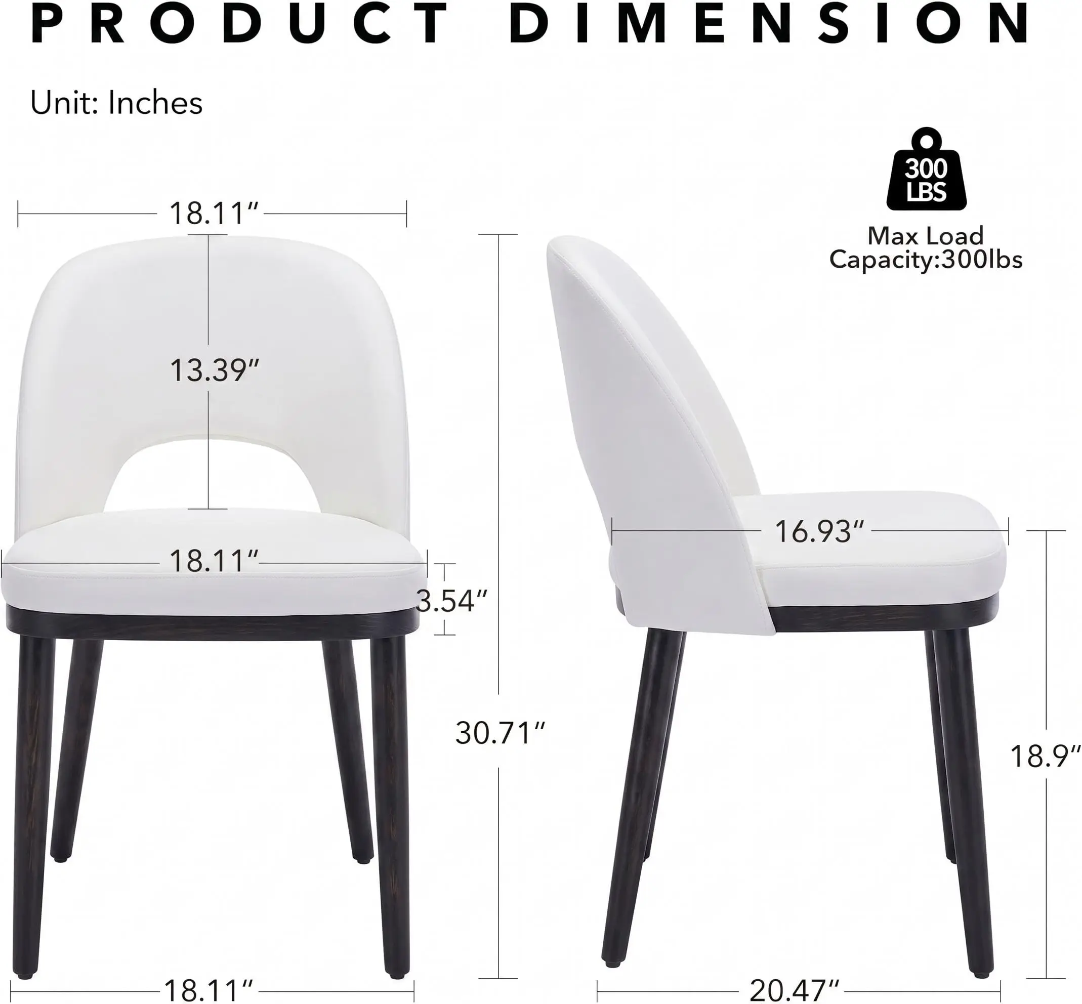 Modern Upholstered Dining Chairs Set of 2 – Comfortable Linen Seat, Thick Cushion, Curved Backrest, Sturdy Wood Legs – Ideal for Dining Room, Restaurant, or Cafe